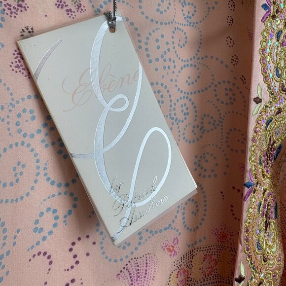 NWT Ebene Patrick Assuline Peach Sheer Kimono Robe Size 2 Duster Embroidered - Picture 5 of 14